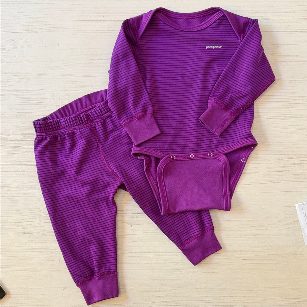 Purple Striped Baby Base Layer Set